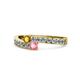 1 - Orane Citrine and Pink Tourmaline with Side Diamonds Bypass Ring 