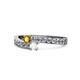 1 - Orane Citrine and White Sapphire with Side Diamonds Bypass Ring 