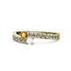 1 - Orane Citrine and White Sapphire with Side Diamonds Bypass Ring 