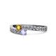 1 - Orane Citrine and Tanzanite with Side Diamonds Bypass Ring 