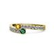 1 - Orane Citrine and Emerald with Side Diamonds Bypass Ring 