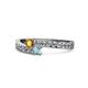 1 - Orane Citrine and Aquamarine with Side Diamonds Bypass Ring 