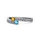 1 - Orane Citrine and London Blue Topaz with Side Diamonds Bypass Ring 