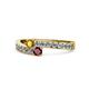 1 - Orane Citrine and Ruby with Side Diamonds Bypass Ring 
