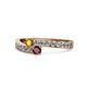 1 - Orane Citrine and Ruby with Side Diamonds Bypass Ring 