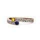 1 - Orane Citrine and Blue Sapphire with Side Diamonds Bypass Ring 