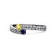 1 - Orane Yellow and Blue Sapphire with Side Diamonds Bypass Ring 
