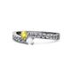 1 - Orane Yellow and White Sapphire with Side Diamonds Bypass Ring 