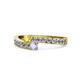 1 - Orane Yellow Sapphire and Tanzanite with Side Diamonds Bypass Ring 