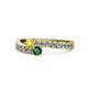 1 - Orane Yellow Sapphire and Emerald with Side Diamonds Bypass Ring 