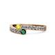 1 - Orane Yellow Sapphire and Emerald with Side Diamonds Bypass Ring 