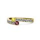 1 - Orane Yellow Sapphire and Ruby with Side Diamonds Bypass Ring 