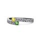 1 - Orane Yellow Sapphire and Green Garnet with Side Diamonds Bypass Ring 