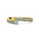 1 - Orane Yellow Sapphire and Aquamarine with Side Diamonds Bypass Ring 