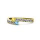 1 - Orane Yellow Sapphire and Blue Topaz with Side Diamonds Bypass Ring 
