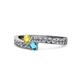 1 - Orane Yellow Sapphire and London Blue Topaz with Side Diamonds Bypass Ring 