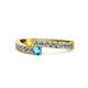 1 - Orane Yellow Sapphire and London Blue Topaz with Side Diamonds Bypass Ring 