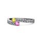 1 - Orane Yellow and Pink Sapphire with Side Diamonds Bypass Ring 