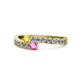 1 - Orane Yellow and Pink Sapphire with Side Diamonds Bypass Ring 