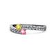1 - Orane Yellow Sapphire and Pink Tourmaline with Side Diamonds Bypass Ring 
