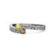 1 - Orane Yellow Sapphire and Smoky Quartz with Side Diamonds Bypass Ring 