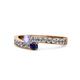1 - Orane Tanzanite and Blue Sapphire with Side Diamonds Bypass Ring 