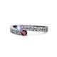 1 - Orane Tanzanite and Ruby with Side Diamonds Bypass Ring 