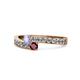 1 - Orane Tanzanite and Ruby with Side Diamonds Bypass Ring 