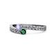 1 - Orane Tanzanite and Emerald with Side Diamonds Bypass Ring 