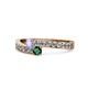 1 - Orane Tanzanite and Emerald with Side Diamonds Bypass Ring 