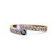 1 - Orane Tanzanite and Black Diamond with Side Diamonds Bypass Ring 