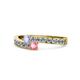 1 - Orane Tanzanite and Pink Tourmaline with Side Diamonds Bypass Ring 