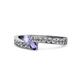 1 - Orane Tanzanite and Iolite with Side Diamonds Bypass Ring 