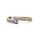 1 - Orane Tanzanite and Iolite with Side Diamonds Bypass Ring 