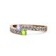 1 - Orane Tanzanite and Peridot with Side Diamonds Bypass Ring 