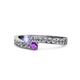 1 - Orane Tanzanite and Amethyst with Side Diamonds Bypass Ring 