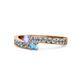 1 - Orane Tanzanite and Blue Topaz with Side Diamonds Bypass Ring 