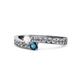 1 - Orane White Sapphire and Blue Diamond with Side Diamonds Bypass Ring 