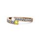 1 - Orane White Sapphire and Yellow Diamond with Side Diamonds Bypass Ring 