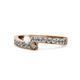 1 - Orane White Sapphire and Smoky Quartz with Side Diamonds Bypass Ring 