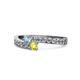1 - Orane Aquamarine and Yellow Diamond with Side Diamonds Bypass Ring 