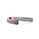 1 - Orane Pink Tourmaline and Blue Diamond with Side Diamonds Bypass Ring 