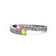 1 - Orane Pink Tourmaline and Yellow Diamond with Side Diamonds Bypass Ring 