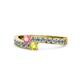 1 - Orane Pink Tourmaline and Yellow Diamond with Side Diamonds Bypass Ring 