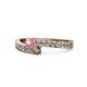 1 - Orane Pink Tourmaline and Smoky Quartz with Side Diamonds Bypass Ring 