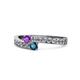 1 - Orane Amethyst and Blue Diamond with Side Diamonds Bypass Ring 