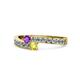 1 - Orane Amethyst and Yellow Diamond with Side Diamonds Bypass Ring 