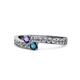 1 - Orane Iolite and Blue Diamond with Side Diamonds Bypass Ring 
