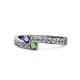 1 - Orane Iolite and Green Garnet with Side Diamonds Bypass Ring 