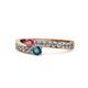 1 - Orane Rhodolite Garnet and Blue Diamond with Side Diamonds Bypass Ring 